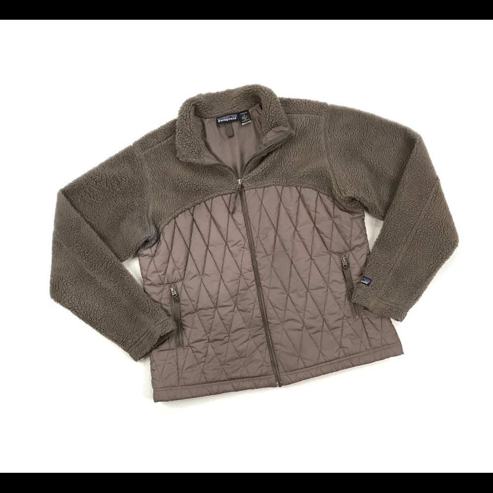 VINTAGE PATAGONIA FLEECE QUILTED JACKET LARGE L WOMENS SHERPA FULL ZIP USA MADE